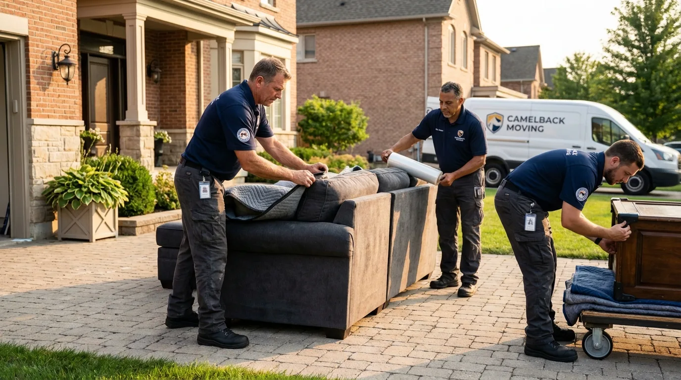 Large estate moving crew wrapping furniture in South Sioux City, NE