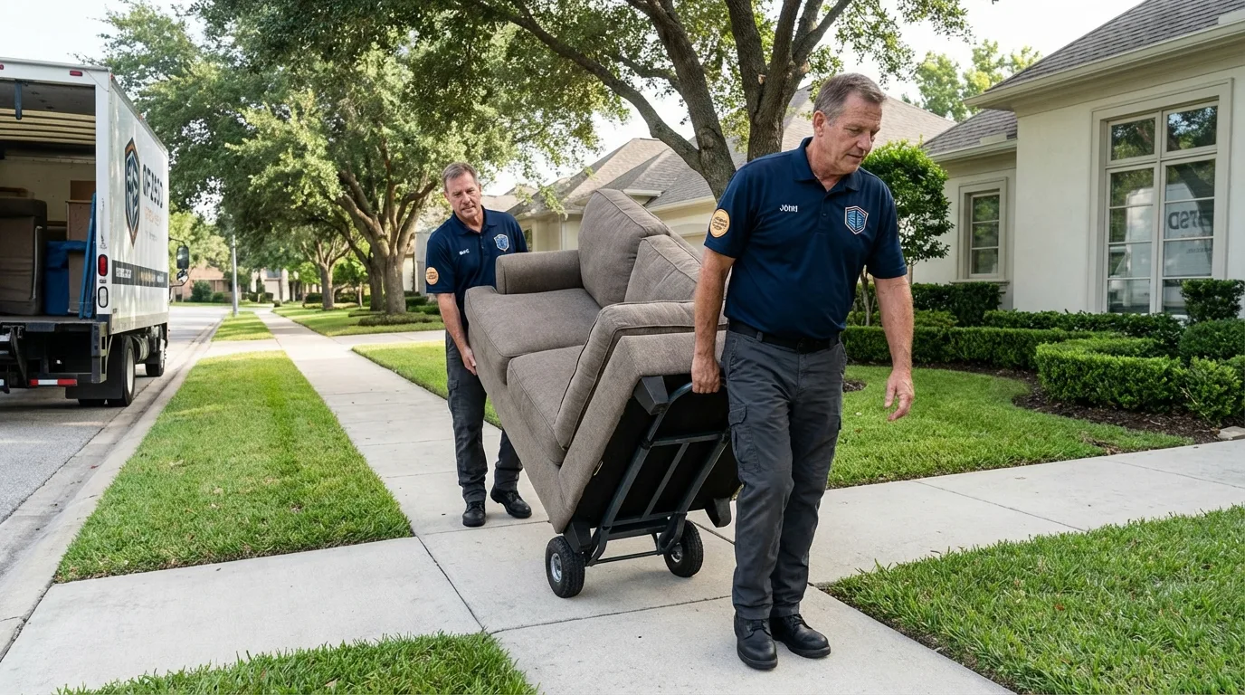 Local residential moving crew loading furniture in South Sioux City, NE