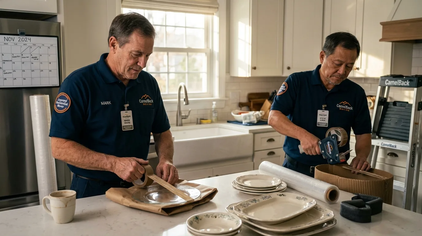 Professional crew packing kitchen dishware in South Sioux City, NE